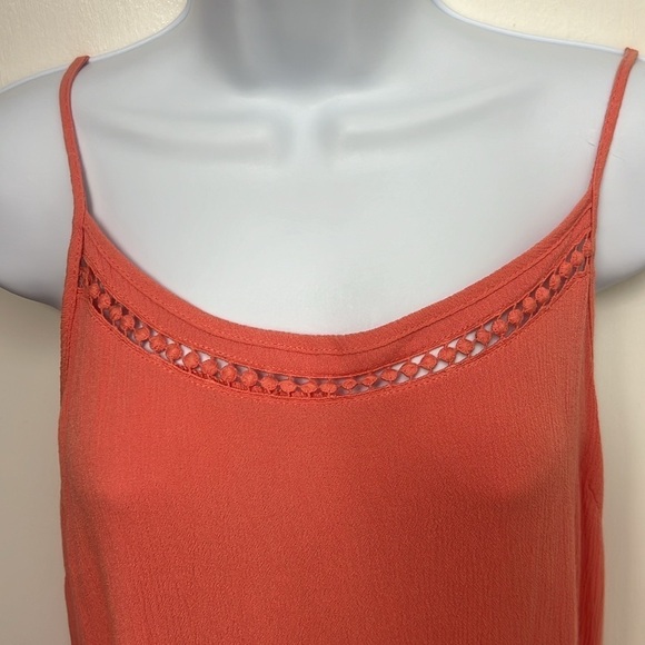 Paper Crane spaghetti straped top. Peach colored. Has 2 lines of circle cutouts - Picture 4 of 12